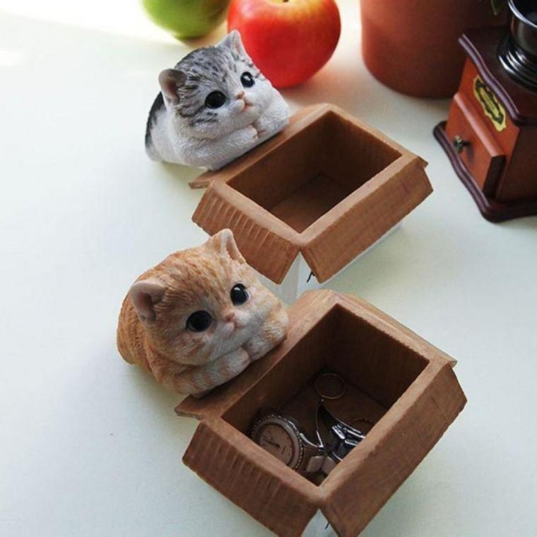 덮개형 엎드린 보관함 1P 다용도통 고양이 정리함