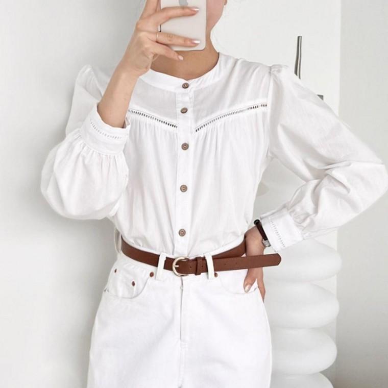면 러블리 블라우스 레이스 여성브라우스 데일리