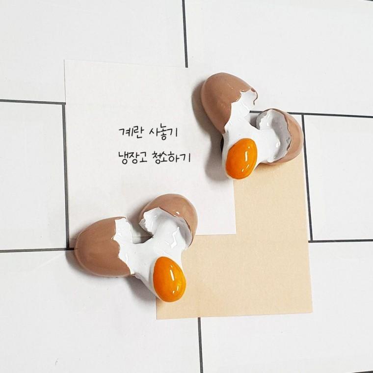 깨진 모형 현 마그네틱 마그넷 계란 음식 냉장고자석