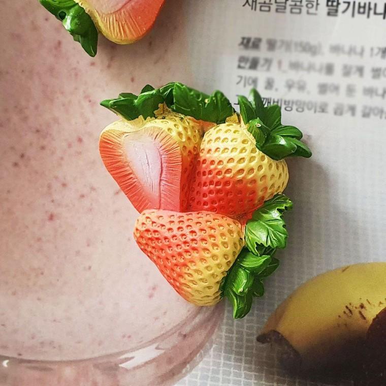 딸기 마그넷 모형 냉장고자석 마그네틱 현관문자 음식