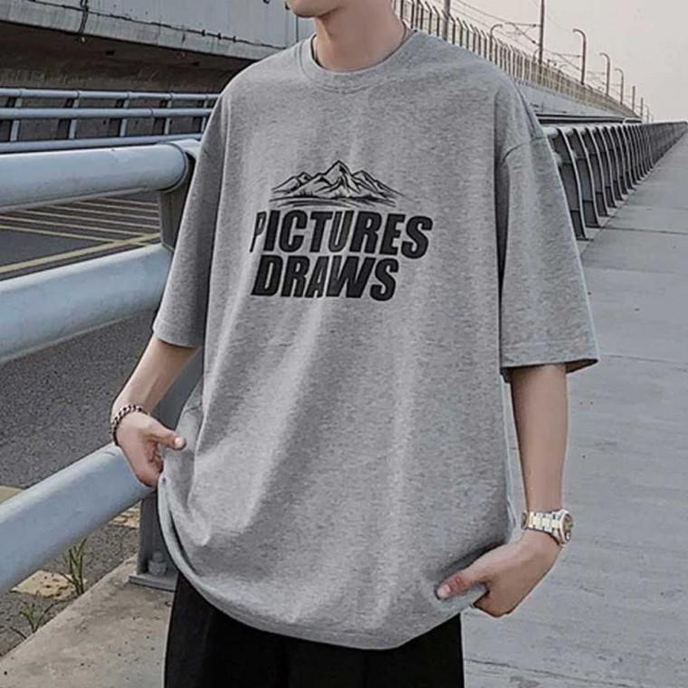 캐주얼 티셔츠 오버핏 프린트 라운드넥 여름 캐주얼룩 반팔티 나들이