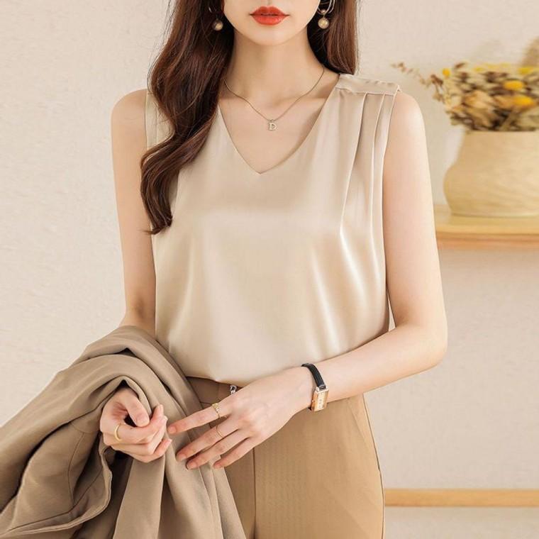 민소매 여자민소매나시 실크블라우스 나시 여성나