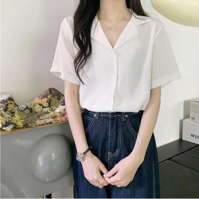 블라우스 반팔블라우스 카라블 셔츠 여자블라우스