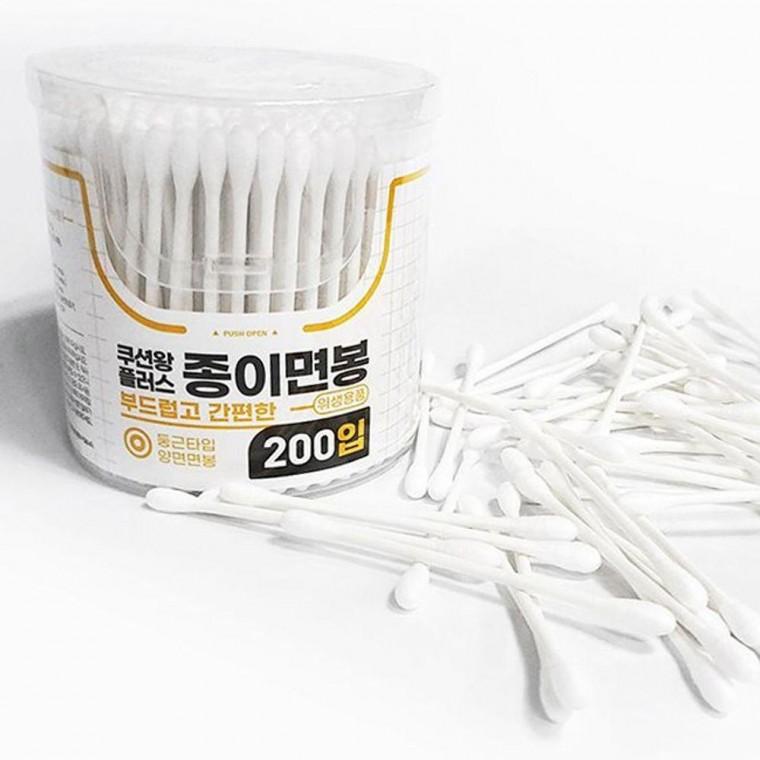 원터치 종이 면봉 일반 케이스 200입 10P 순면 다용도