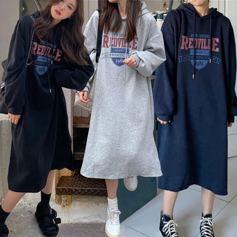 캐주얼 기모 기모원피스 여성 캐주얼원피스 후드원피스 옆트임 가을원피스