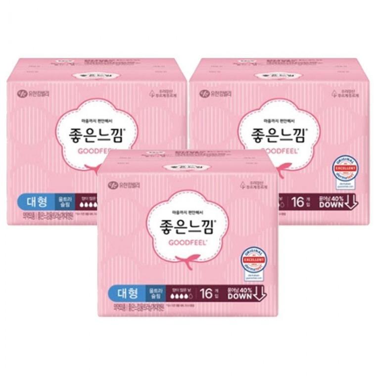 좋은느낌 울트라슬림 날개형 대형 16입x3개