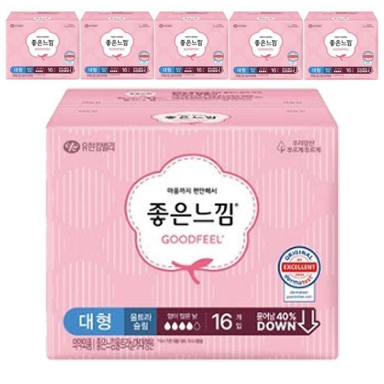 좋은느낌 울트라슬림 날개형 대형 16입 6개