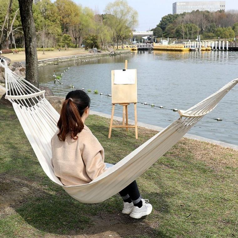 그물 소재 야외 캠핑 흔들 해먹 캔버스 와이드형