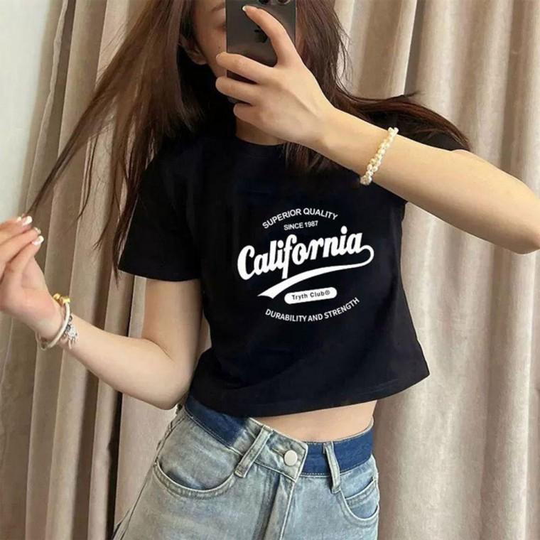 여자반팔티 영문레터링 청바지룩 크롭반팔티셔츠 귀엽고 여성티셔츠 섹쉬코디
