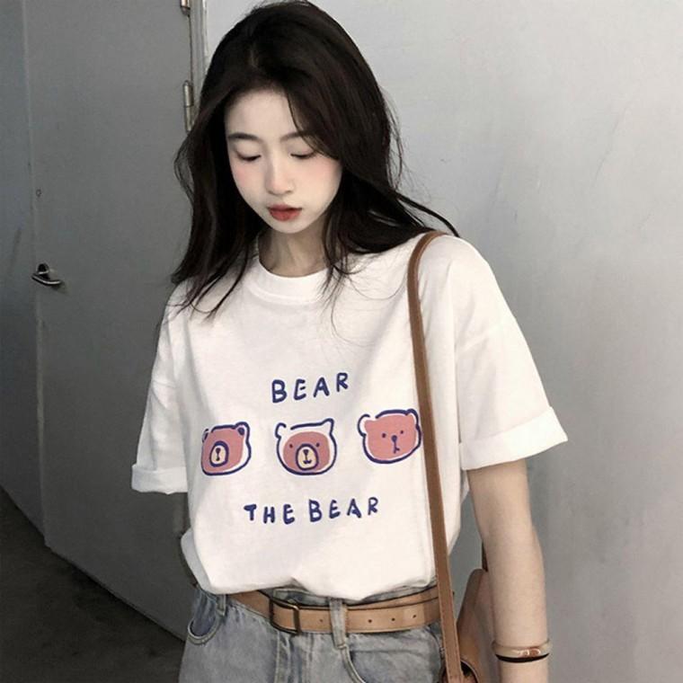 여자반팔티 귀여운곰돌이 두가지사이즈 센스 캐주얼룩 반팔티셔츠 여성티셔츠