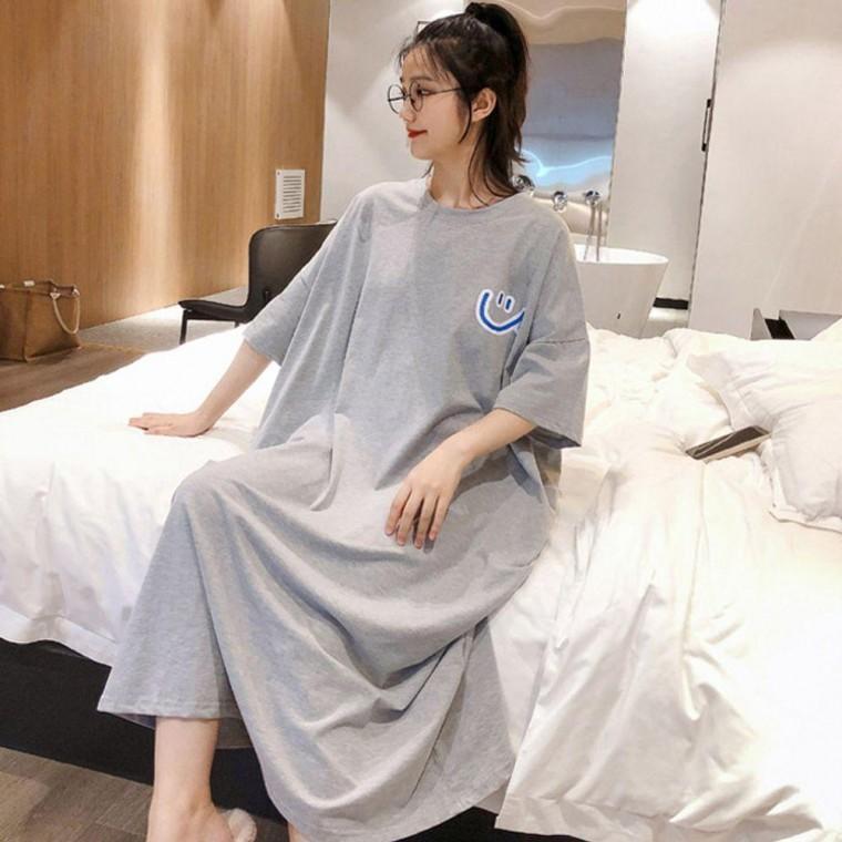 여자반팔원피스 홈웨어 반팔 체형커버 실내복 여름원피스 옆트임 원피스 오버핏