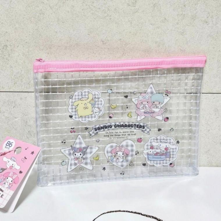 B6 격자 PVC (핑크) 파우치 산리오