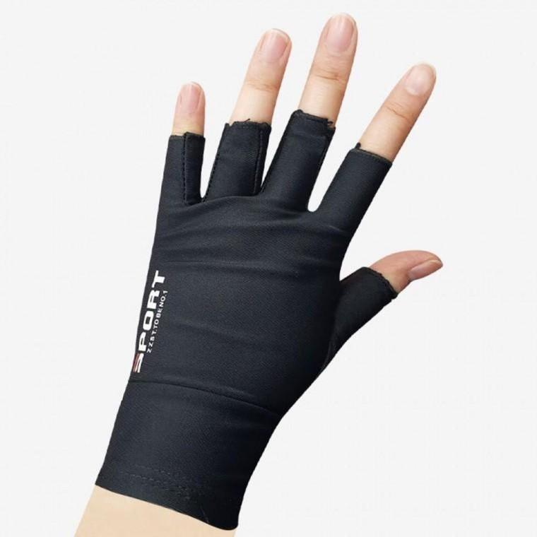 검정 자전거 운전 하프 등산 여성용 핑거 스포 쿨장갑
