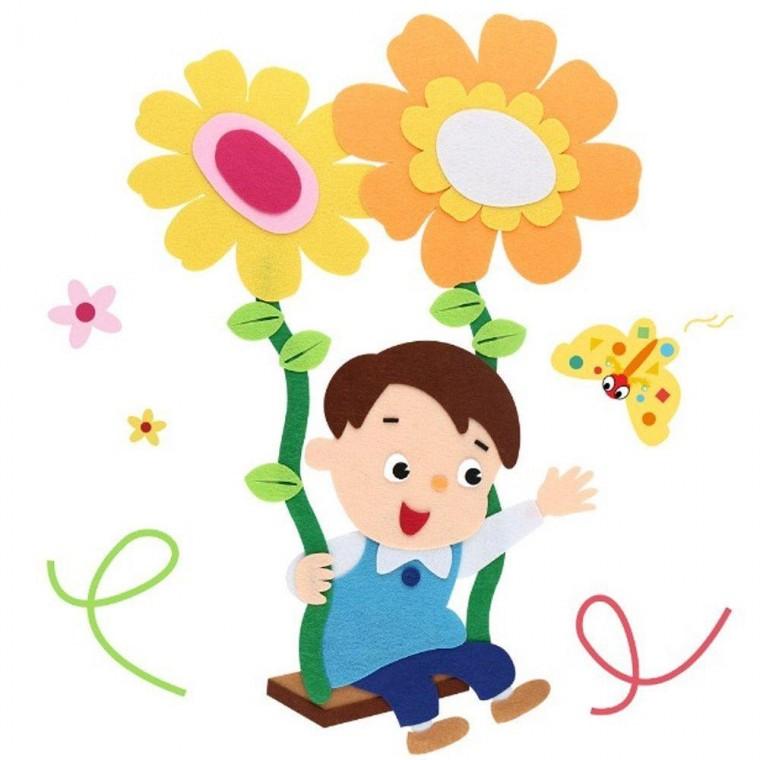 꽃그네 아이 펠트 탄 남아