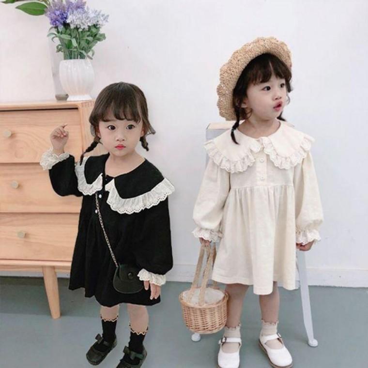 아동 베이지 둥근프릴 원피스 205299 블랙 여아