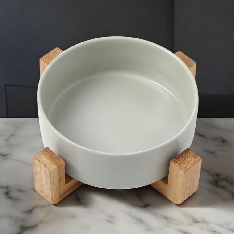 (12.5cm) (그레이) 우드받침 도자기식기
