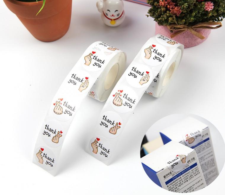 sDD 손가락 하트 스티커 땡큐 증정품 선물봉투 4종 1P
