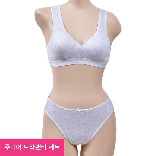 은은한 매쉬도트 통기성이 좋은 주니어 1단계 브라팬티세트