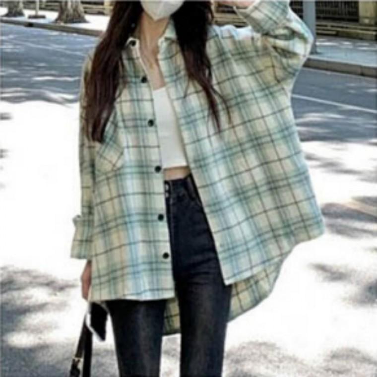 여자 체크 남방 캐주얼 셔츠 캐주얼룩