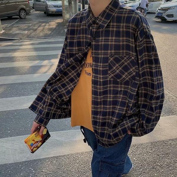 체크 오버핏 클래식 셔츠 가을아우터 남녀공용셔츠 유니섹스의류 가을남방 캐주얼룩 캐주얼셔츠