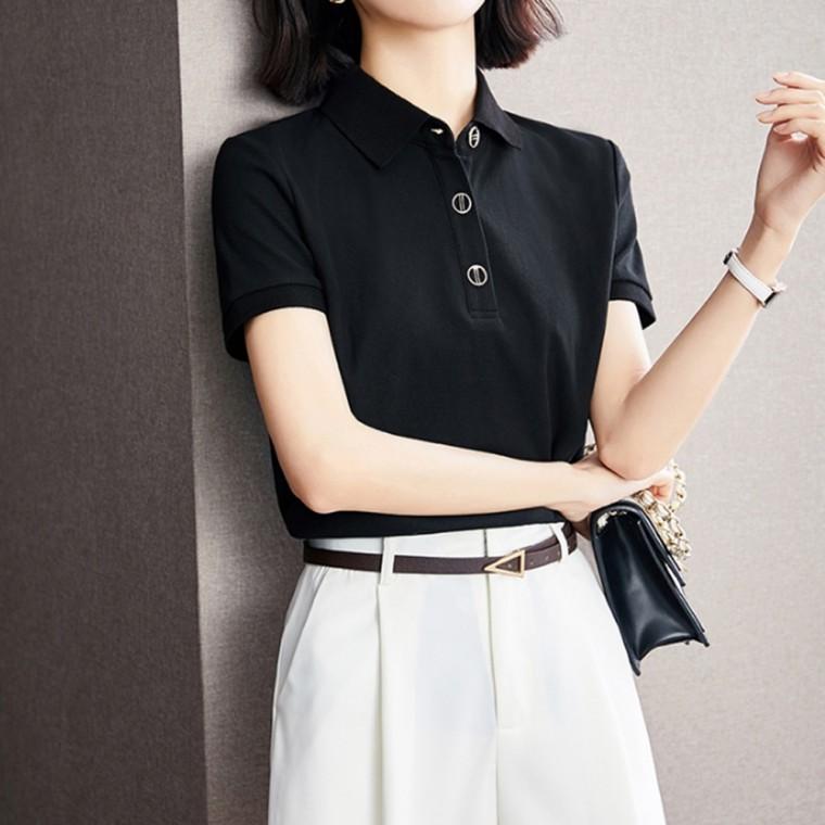 카라 반팔 티셔츠 여성 데일리룩 캐주얼 출근룩