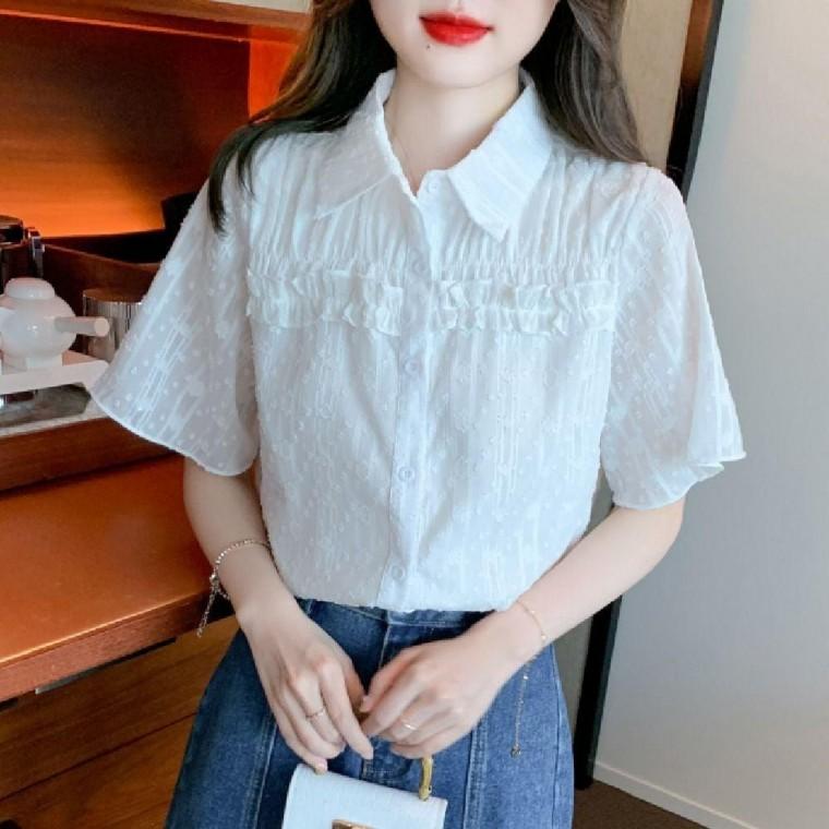 카라블라우스 프릴 페미닌 자수 캐주얼블라우스 데일리룩 블라우스 여성 봄가을 캐주얼 카라 예쁜핏