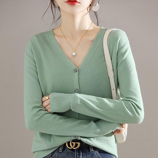 여성 브이넥 가디건 캐주얼 심플가디건 캐쥬얼