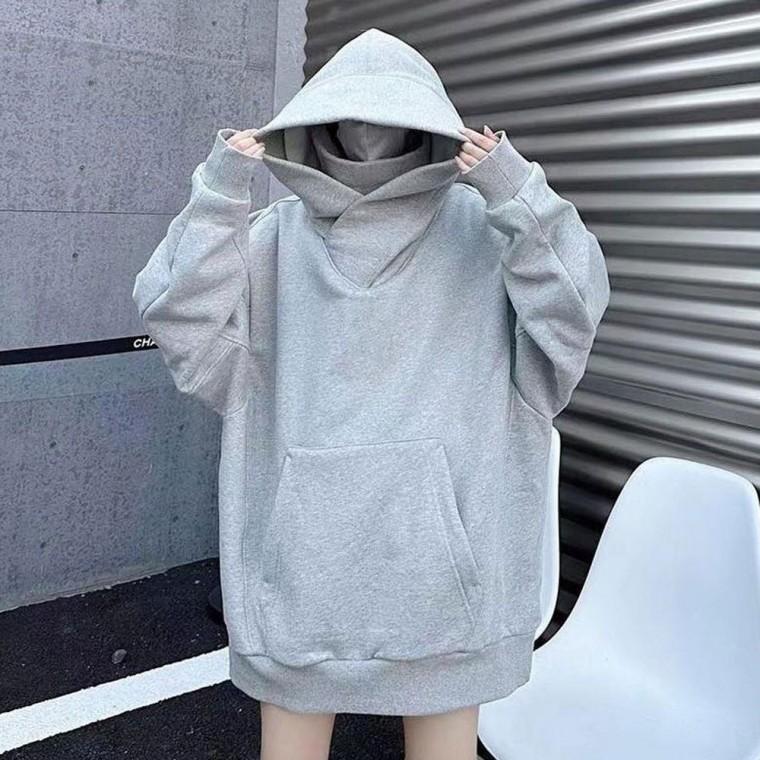 후드티셔츠 캐주얼 독특한 하이넥오버 겨울 오버 겨울외출복 얼굴가리기