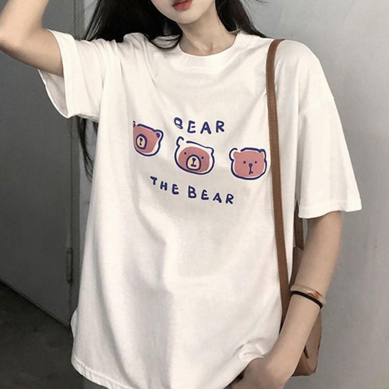 캐주얼 반팔티 곰돌이 여성반팔티 데일리룩 데일리티셔츠 프린트티셔츠 캐릭터