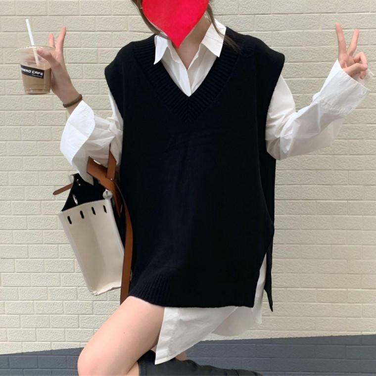 캐시울 박시핏 니트 조끼 페미닌룩 데일리룩 데이트룩 캐주얼룩 여성 의류