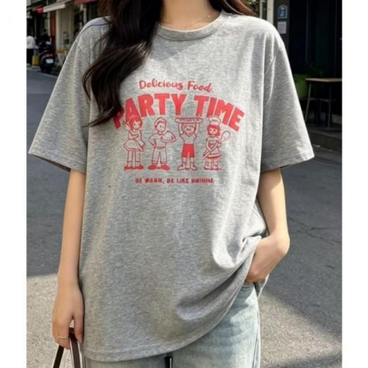 상의 레터링 루즈핏 캐릭터 프린팅 박스티 여름 여성 캐주얼