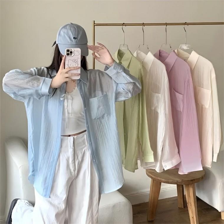 캐주얼 여름 봄 셔츠 남방 주름 얇은 비치커버업 시원