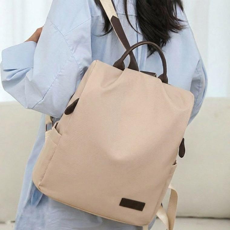 LND (당일출고) 여성 데일리 투톤 백팩 심플 대용량 캐주얼 직장인 학생 가방 여행