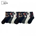 생활더봄 남자 아가일 겨울 베이직 정장 캐주얼 중목양말 10켤레
