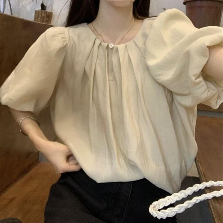 주름 블라우스 텐셀 핀턱 퍼프 페미닌룩 데일리룩 데이트룩 캐주얼룩 여성 의류