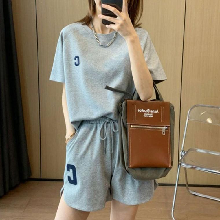 LND 스포티C 반팔 반바지 세트 여름 츄리닝 여성 운동복 데일리 캐주얼 트레이닝복 홈웨어