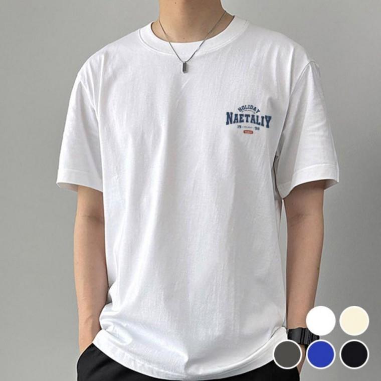 반팔면티 남성반팔티 학생 흰티 반팔티셔츠 베이직 캐주얼 레터링 유니크 영문 라운드넥 남자