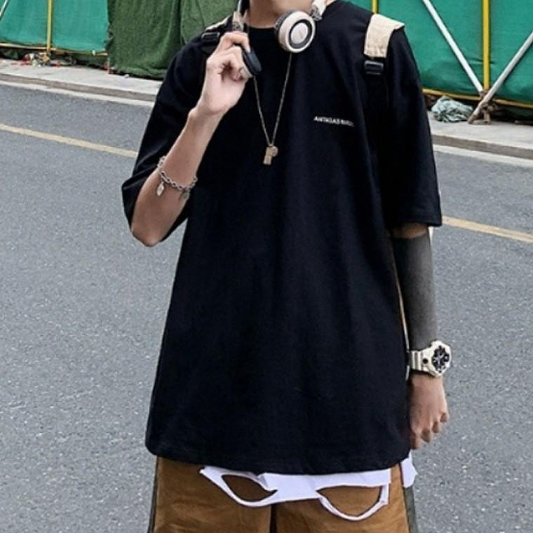 남성 오버핏 라운드 반팔티 여름 데일리 캐주얼 티셔츠