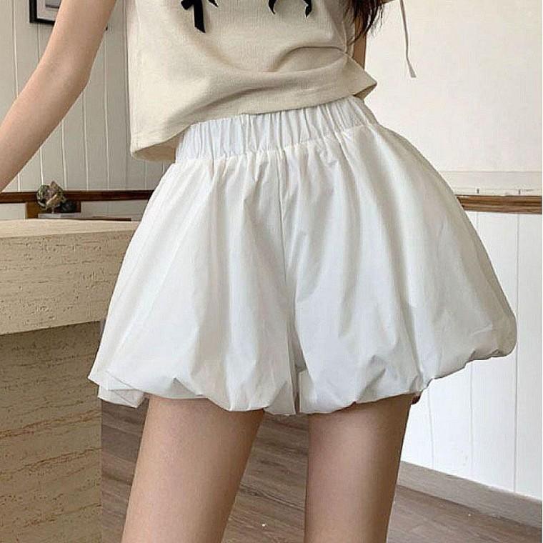 허리밴딩벌룬컷팬츠 허리밴딩 여성 하프팬츠 캐주얼룩 벌룬핏