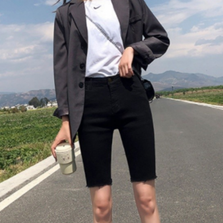 블랙 하이웨스트 반바지 데일리핏 여성 여름 데일리 캐주얼 쇼츠