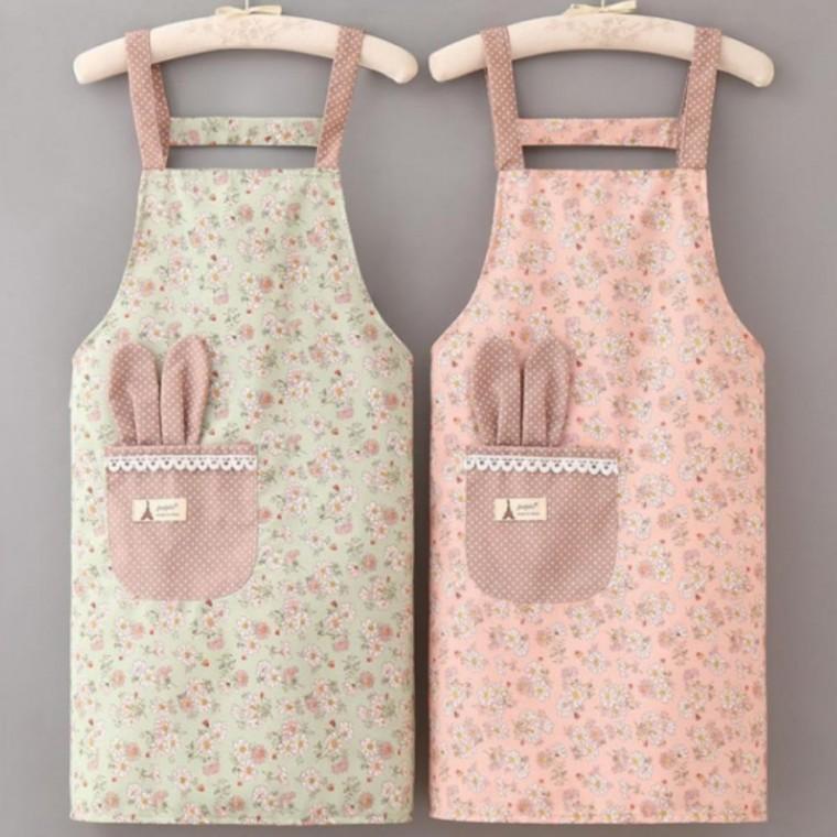 멜빵 앞치마 어린이집 카페 방수 주방 토끼귀 민트