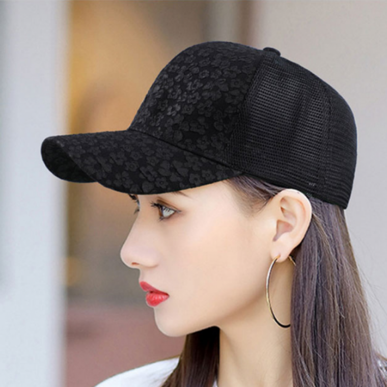여자 미니 꽃자수 메쉬 볼캡 모자 통기성 캐주얼 데일리 나들이 스포츠 패션 모자