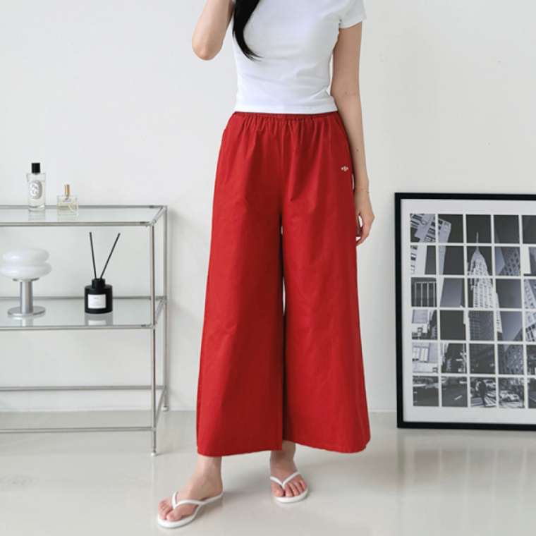 데일리 여성 워싱면 치마바지 A라인 9부 편한 캐주얼 팬츠