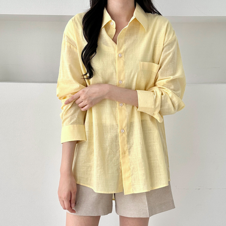 오버핏 린넨 남방 셔츠 데일리룩 커플 캐주얼 긴팔 남녀공용