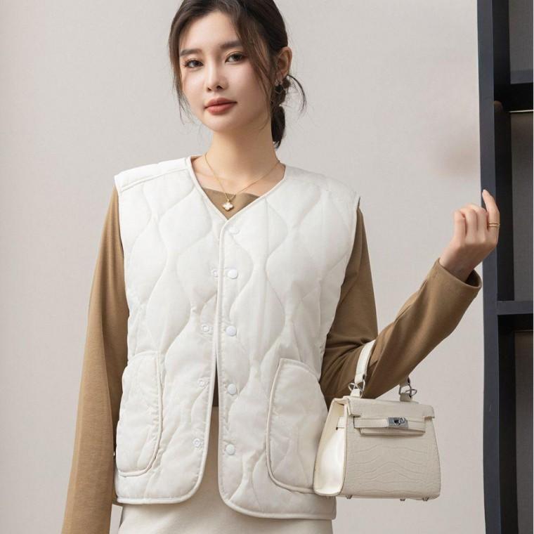 심플 캐주얼 초경량 여성조끼 가을겨울 보온 방한조끼 경량패딩 얇은조끼 겨울조끼 점퍼조끼 여성조끼