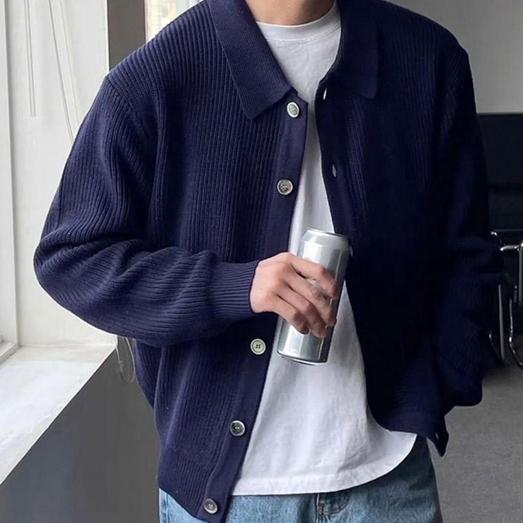 캐주얼 남자 남성 가디건 패턴 베이직 카라넥 니트 하찌 롱가디건 봄자켓 꽈베기