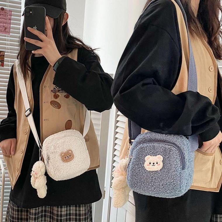 귀여운 여성 외출 가방 뽀글이 러블리 보조 여자 크로스 레더 크로스백 메신저백 캐주얼