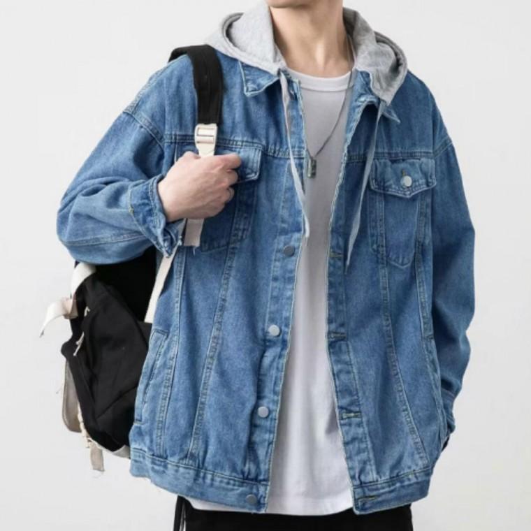 남성 후드 탈부착 캐주얼 간절기 데님 청자켓 재킷