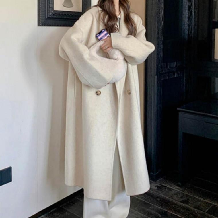 코트 캐주얼 데일리 오버핏 소프트 여자 러블리 아이보리