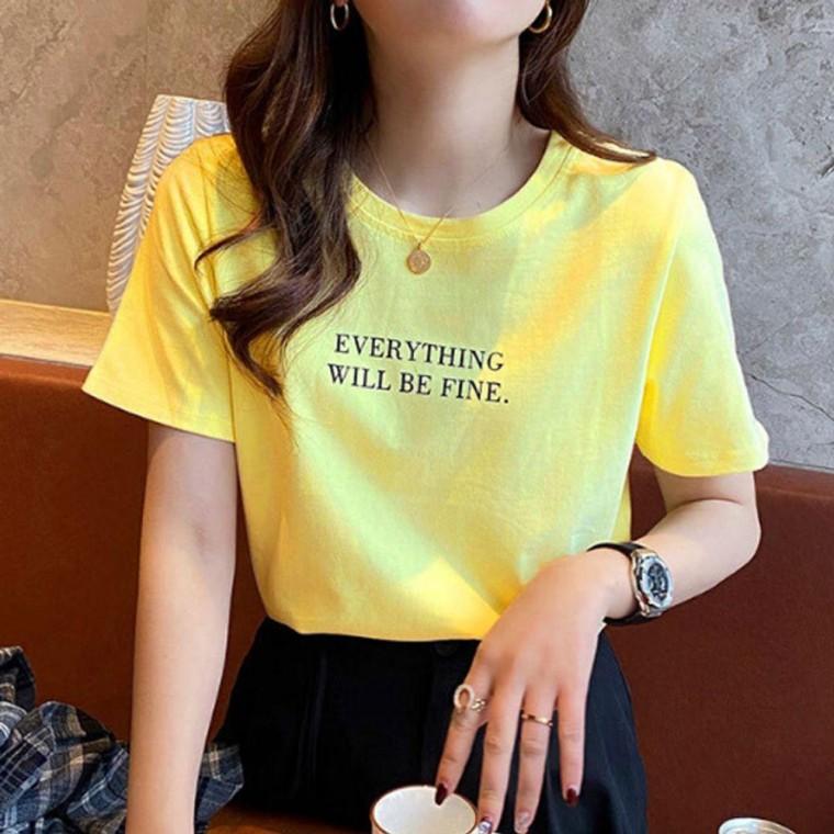 컬러 여자 레터링 반팔티 1P 캐주얼 심플 티셔츠 패션
